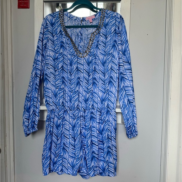 Lilly Pulitzer Colby Romper Lapis Blue Costa Verde Size L - Picture 3 of 11